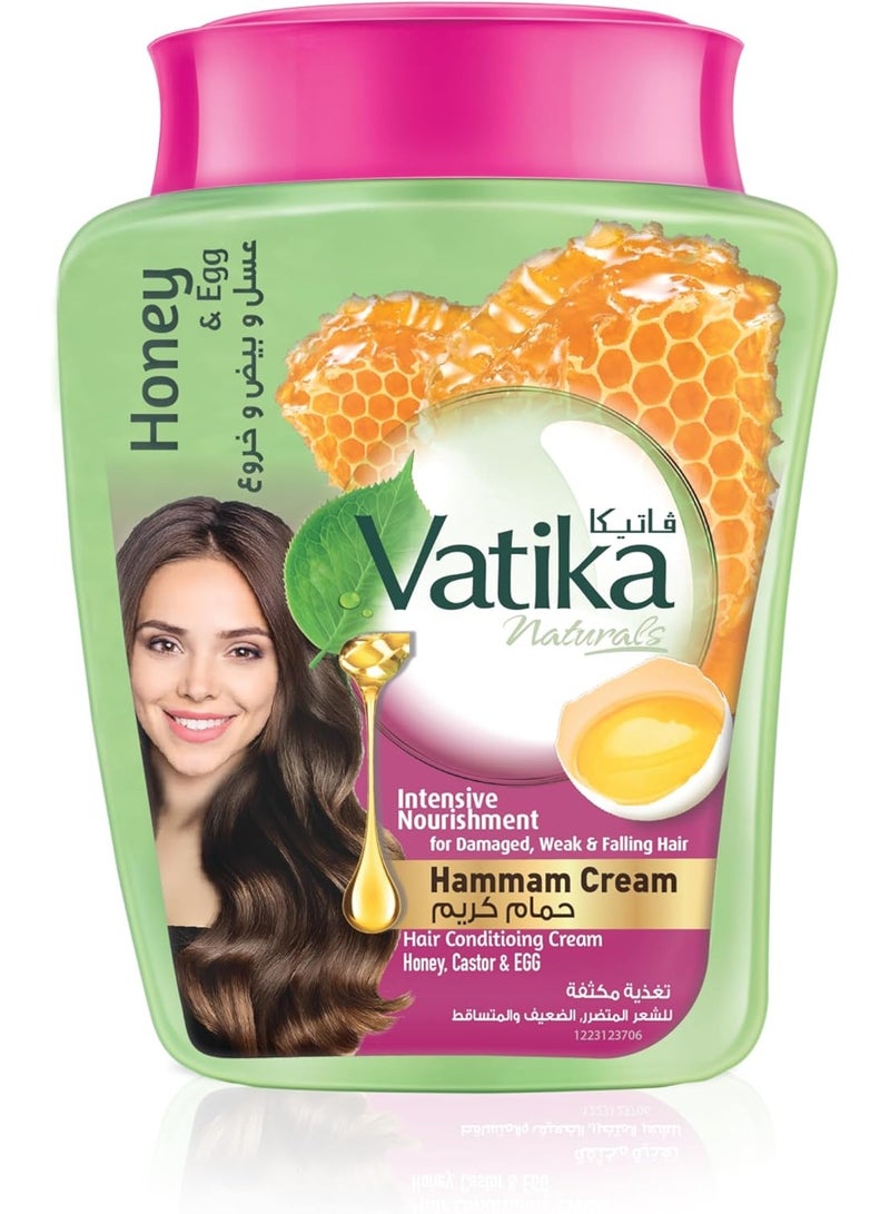 Vatika Naturals Intensive Nourishment Hammam Cream (225g) | Natural Extracts of Egg and Honey | Hair Growth Formula | For All Hair Types